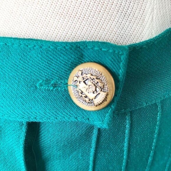 Vintage ONE + ONE green pleated wool skirt size S - Picture 5 of 10